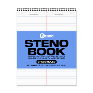 80 Ct. 6" X 9" White Paper Gregg Ruled Steno Book