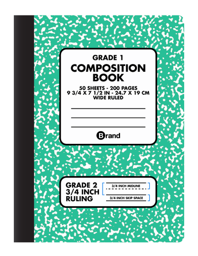 50 Ct. 9-3/4 x 7-1/2, Grade 1 Composition Book Wide Ruled