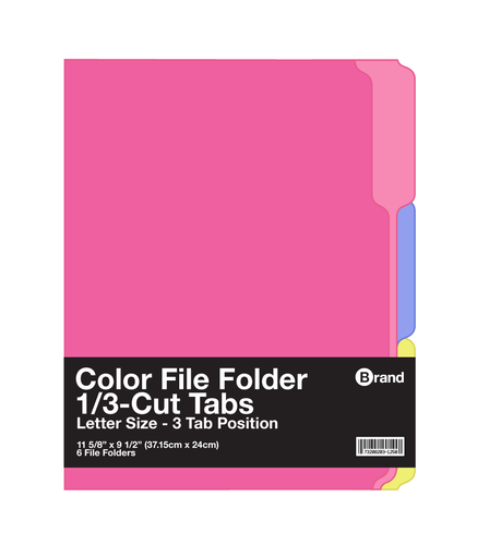 1/3 Cut Letter Size Color File Folder (6/Pack)