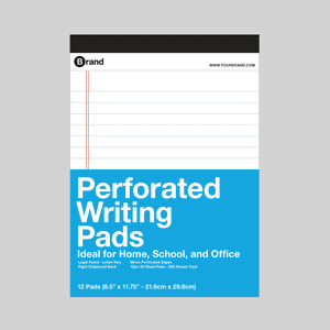 50 ct. 8.5" x 11.75" White Perforated Writing Pad (12/Pack)