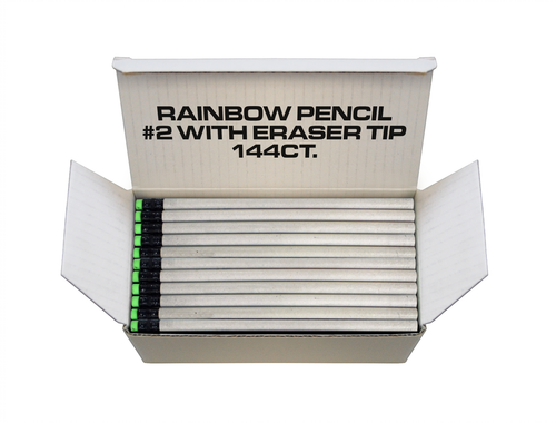 Rainbow Pencils 144 ct, #2 Recycled paper Pencils with eraser tip