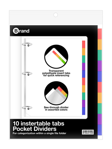 3-Ring Binder Dividers with 10 Color Tabs