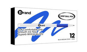 12 Ct. Blue Ink Stick Pen, Cushion Grip Body, Box Pack