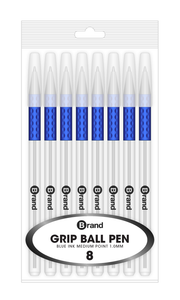 8 Ct. Blue Ink Stick Pen, Cushion Grip body, Poly Pack