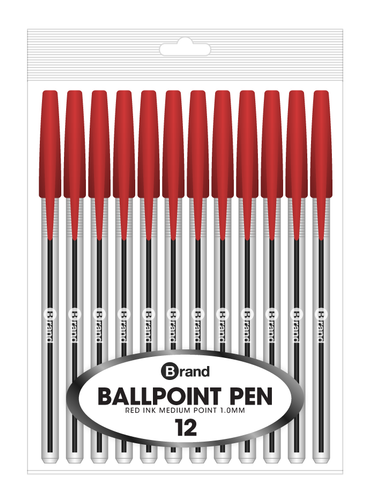 12 Ct. Red Ink transparent body, Poly Pack