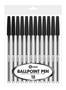 12 Ct. Black Ink transparent body, Poly Pack