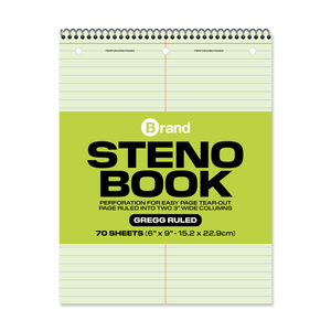 70 Ct. 6" X 9" Green Tint Gregg Ruled Steno Book