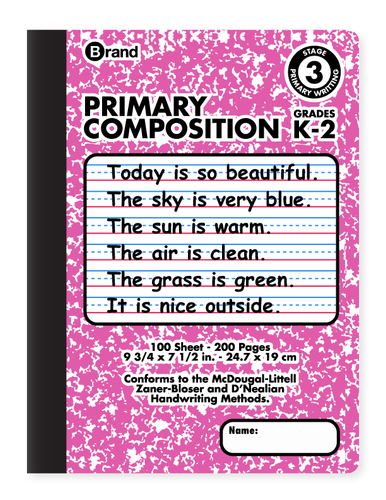 100 Ct. 9-3/4 x 7-1/2, Primary Marble Composition Book Primary Ruled