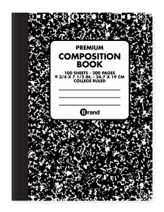 100 Ct. 9-3/4 x 7-1/2, Soft Cover Black Marble Composition Book College Ruled
