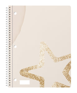 70 Sheets 10-1/2 x 8 Inch, Glitter Cover 1-Subject Spiral Notebook