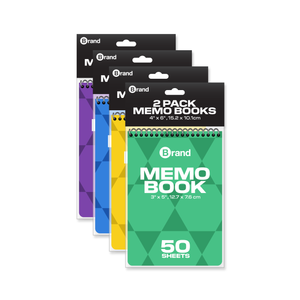 50 Ct. 4" X 6" Top Bound Spiral Memo Books (2/Pack)