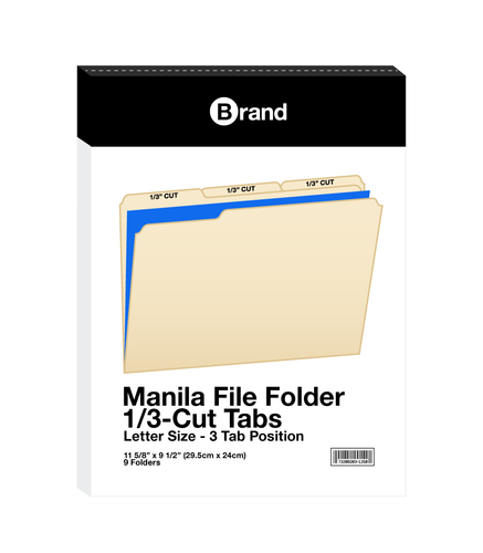 1/3 Cut Letter Size Manila File Folder (9/Pack)