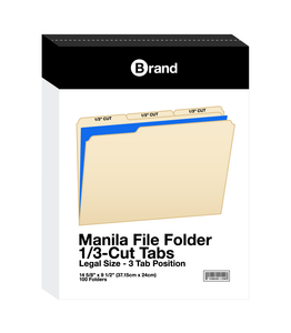 1/3 Cut Legal Size Manila File Folder (100/Box)