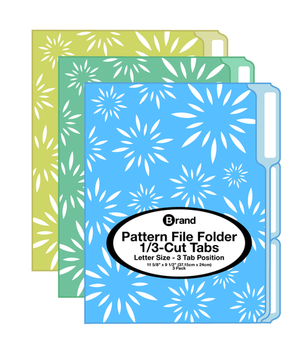 1/3 Cut Letter Size Art -1 File Folder (3/Pack)