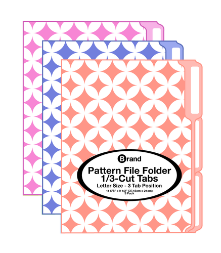 1/3 Cut Letter Size Art -2 File Folder (3/Pack)