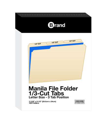 1/3 Cut Letter Size Manila File Folder (100/Box)