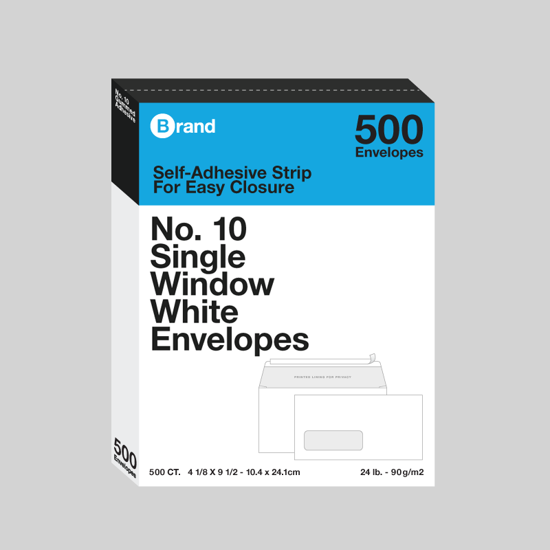#10 Self-Seal White Single Window Envelopes (500/Box)