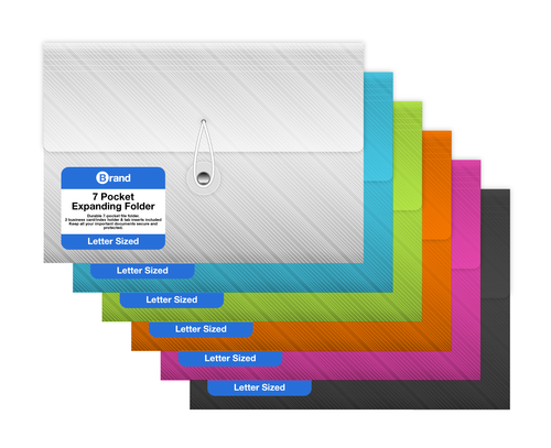 Translucent 7-Pocket Letter Size Poly Expanding File
