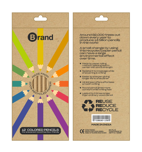 12 Ct. Color Lead Recycled paper Pencils