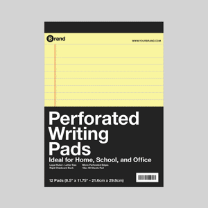 50 ct. 8.5" x 11.75" Canary Perforated Writing Pad (12/Pack)