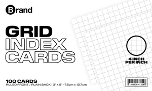 100 Ct. 3" X 5", White Index Card Quad Ruled 4-1"