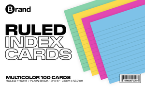 100 Ct. 3" X 5", Colored Index Card Ruled