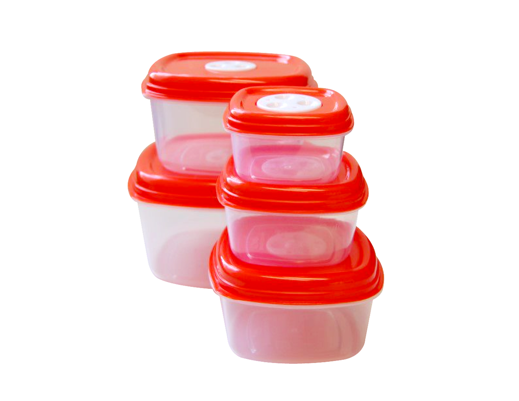 5 pcs Square fresh vent food container (3200 + 1900 + 1125 + 650 ml)