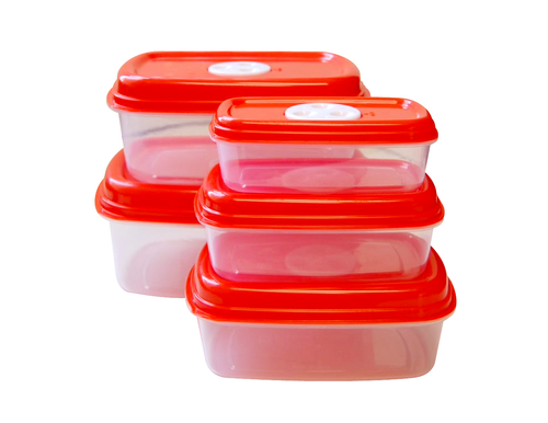5 pcs Rectangular fresh vent food container (2850 + 1800 + 1150 + 725 + 475 ml)