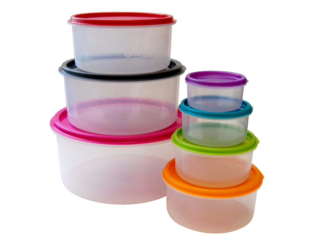 7 pcs Round Store fresh food container (5550 + 3200 + 1900 + 1125 + 650 + 375 + 225 ml)