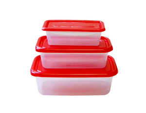 3 pcs Rectangular use n re-use food container (870+460+220 ml)