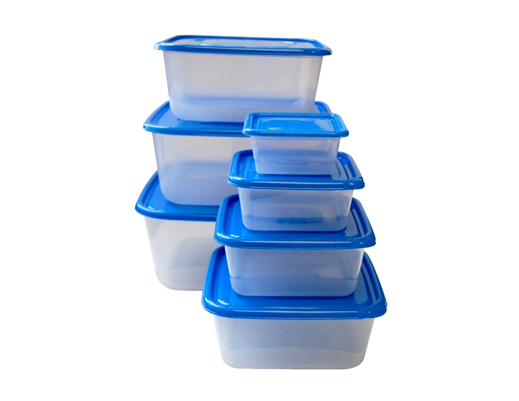 7 pcs Round use n re-use food container (4550 + 3250 + 2250 + 1480 + 900 + 500 + 250 ml)