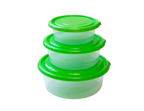 3 pcs Round use n re-use food container (900+500+250 ml)