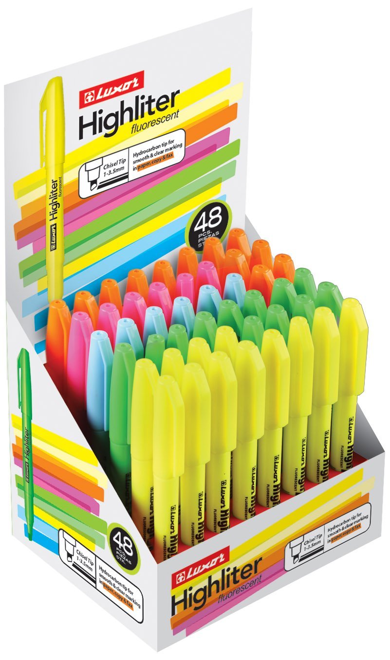 FLUORESCENT HIGHLIGHTER MULTICOLOR (48PC DISPLAY BOX)