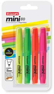 MINI FLUORESCENT  HIGHLITER MULTICOLOR (4PK BLISTER)