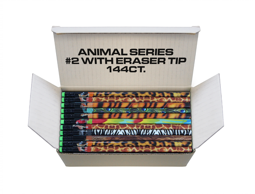 Animal series 144 ct, #2 Recycled paper Pencils with eraser tip