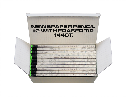 Newspaper Pencils 144 ct, #2 Recycled paper Pencils with eraser tip
