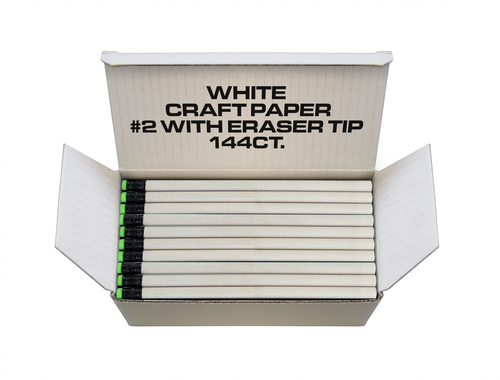 White Craft paper Pencils 144 ct, #2 Recycled paper Pencils with eraser tip
